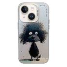 For iPhone 14 Plus Animal Pattern Oil Painting Series PC + TPU Phone Case(Black Dog) - 1