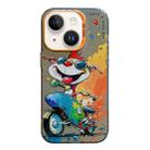 For iPhone 14 Plus Animal Pattern Oil Painting Series PC + TPU Phone Case(Motorcycle Dog) - 1