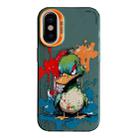 For iPhone X / XS Animal Pattern Oil Painting Series PC + TPU Phone Case(Angry Duck) - 1