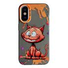 For iPhone X / XS Animal Pattern Oil Painting Series PC + TPU Phone Case(Smiling Cat) - 1