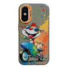 For iPhone X / XS Animal Pattern Oil Painting Series PC + TPU Phone Case(Motorcycle Dog) - 1