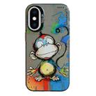 For iPhone XS Max Animal Pattern Oil Painting Series PC + TPU Phone Case(Happy Monkey) - 1