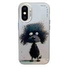 For iPhone XS Max Animal Pattern Oil Painting Series PC + TPU Phone Case(Black Dog) - 1