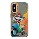 For iPhone XS Max Animal Pattern Oil Painting Series PC + TPU Phone Case(Motorcycle Dog) - 1