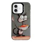 For iPhone 16 Plus Animal Pattern Oil Painting Series PC + TPU Phone Case(Eating Rat) - 1