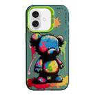 For iPhone 16 Plus Animal Pattern Oil Painting Series PC + TPU Phone Case(Colorful Bear) - 1