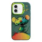 For iPhone 16 Plus Animal Pattern Oil Painting Series PC + TPU Phone Case(Happy Mouse) - 1