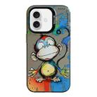 For iPhone 16 Plus Animal Pattern Oil Painting Series PC + TPU Phone Case(Happy Monkey) - 1