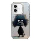 For iPhone 16 Plus Animal Pattern Oil Painting Series PC + TPU Phone Case(Black Dog) - 1