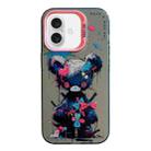 For iPhone 16 Plus Animal Pattern Oil Painting Series PC + TPU Phone Case(Tattered Bear) - 1