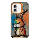 For iPhone 16 Plus Animal Pattern Oil Painting Series PC + TPU Phone Case(Fat Rabbit) - 1