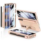 For Samsung Galaxy Z Fold5 GKK Integrated Magnetic Full Coverage Phone Flip Case with Pen Holder(Gold) - 1