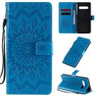 For LG V60 ThinQ 5G Embossed Sunflower Pattern Horizontal Flip PU Leather Case with Holder & Card Slots & Wallet & Lanyard(Blue) - 1