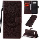 For LG V60 ThinQ 5G Embossed Sunflower Pattern Horizontal Flip PU Leather Case with Holder & Card Slots & Wallet & Lanyard(Brown) - 1