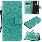 For Motorola Moto G8 Power Lite Embossed Sunflower Pattern Horizontal Flip PU Leather Case with Holder & Card Slots & Wallet & Lanyard(Green) - 1