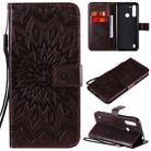 For Motorola Moto G8 Power Lite Embossed Sunflower Pattern Horizontal Flip PU Leather Case with Holder & Card Slots & Wallet & Lanyard(Brown) - 1