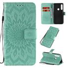 For Motorola Moto G Power Embossed Sunflower Pattern Horizontal Flip PU Leather Case with Holder & Card Slots & Wallet & Lanyard(Green) - 1