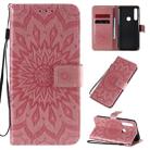 For Motorola Moto G Power Embossed Sunflower Pattern Horizontal Flip PU Leather Case with Holder & Card Slots & Wallet & Lanyard(Pink) - 1