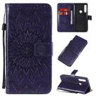 For Motorola Moto G Power Embossed Sunflower Pattern Horizontal Flip PU Leather Case with Holder & Card Slots & Wallet & Lanyard(Purple) - 1