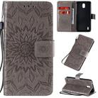 For Nokia 1.3 Embossed Sunflower Pattern Horizontal Flip PU Leather Case with Holder & Card Slots & Wallet & Lanyard(Gray) - 1