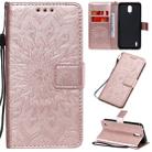 For Nokia 1.3 Embossed Sunflower Pattern Horizontal Flip PU Leather Case with Holder & Card Slots & Wallet & Lanyard(Rose Gold) - 1