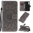 For OPPO Realme 6 Embossed Sunflower Pattern Horizontal Flip PU Leather Case with Holder & Card Slots & Wallet & Lanyard(Gray) - 1