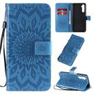 For OPPO Realme 6 Embossed Sunflower Pattern Horizontal Flip PU Leather Case with Holder & Card Slots & Wallet & Lanyard(Blue) - 1