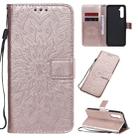 For OPPO Realme 6 Embossed Sunflower Pattern Horizontal Flip PU Leather Case with Holder & Card Slots & Wallet & Lanyard(Rose Gold) - 1