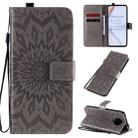 For Xiaomi Redmi K30 Pro Embossed Sunflower Pattern Horizontal Flip PU Leather Case with Holder & Card Slots & Wallet & Lanyard(Gray) - 1