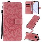 For Xiaomi Redmi K30 Pro Embossed Sunflower Pattern Horizontal Flip PU Leather Case with Holder & Card Slots & Wallet & Lanyard(Pink) - 1