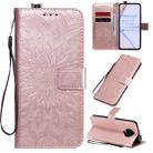 For Xiaomi Redmi K30 Pro Embossed Sunflower Pattern Horizontal Flip PU Leather Case with Holder & Card Slots & Wallet & Lanyard(Rose Gold) - 1