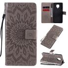 For Xiaomi Redmi Note 9 Pro Embossed Sunflower Pattern Horizontal Flip PU Leather Case with Holder & Card Slots & Wallet & Lanyard(Gray) - 1