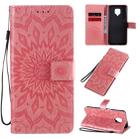 For Xiaomi Redmi Note 9 Pro Embossed Sunflower Pattern Horizontal Flip PU Leather Case with Holder & Card Slots & Wallet & Lanyard(Pink) - 1
