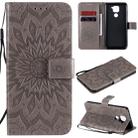 For Xiaomi Redmi Note 9/Redmi 10X 4G Embossed Sunflower Pattern Horizontal Flip PU Leather Case with Holder & Card Slots & Wallet & Lanyard(Gray) - 1