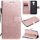 For Xiaomi Redmi Note 9/Redmi 10X 4G Embossed Sunflower Pattern Horizontal Flip PU Leather Case with Holder & Card Slots & Wallet & Lanyard(Rose Gold) - 1