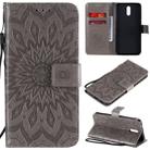 For Nokia 2.3 Embossed Sunflower Pattern Horizontal Flip PU Leather Case with Holder & Card Slots & Wallet & Lanyard(Gray) - 1