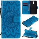 For Nokia 2.3 Embossed Sunflower Pattern Horizontal Flip PU Leather Case with Holder & Card Slots & Wallet & Lanyard(Blue) - 1