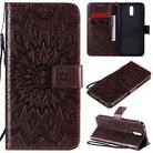 For Nokia 2.3 Embossed Sunflower Pattern Horizontal Flip PU Leather Case with Holder & Card Slots & Wallet & Lanyard(Brown) - 1
