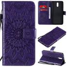 For Nokia 2.3 Embossed Sunflower Pattern Horizontal Flip PU Leather Case with Holder & Card Slots & Wallet & Lanyard(Purple) - 1