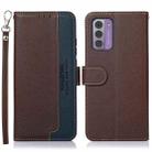 For Nokia G42 KHAZNEH Litchi Texture Leather RFID Phone Case(Brown) - 1