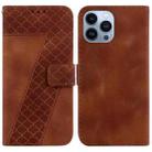 For iPhone 15 Pro Max 7-shaped Embossed Leather Phone Case(Brown) - 1