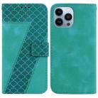 For iPhone 15 Pro 7-shaped Embossed Leather Phone Case(Green) - 1