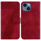 For iPhone 15 Plus 7-shaped Embossed Leather Phone Case(Red) - 1