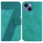 For iPhone 15 7-shaped Embossed Leather Phone Case(Green) - 1