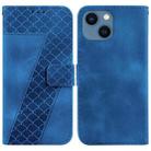 For iPhone 15 7-shaped Embossed Leather Phone Case(Blue) - 1