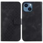 For iPhone 15 7-shaped Embossed Leather Phone Case(Black) - 1