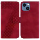 For iPhone 14 Plus 7-shaped Embossed Leather Phone Case(Red) - 1
