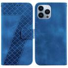 For iPhone 14 Pro Max 7-shaped Embossed Leather Phone Case(Blue) - 1