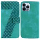 For iPhone 13 Pro Max 7-shaped Embossed Leather Phone Case(Green) - 1