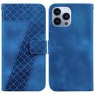For iPhone 13 Pro Max 7-shaped Embossed Leather Phone Case(Blue) - 1